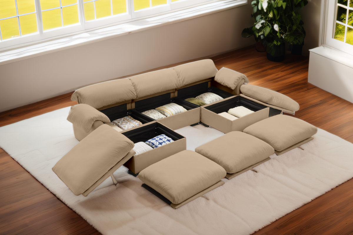 Parris 119&quot; Sofa 3 Seater With 2 Ottoman