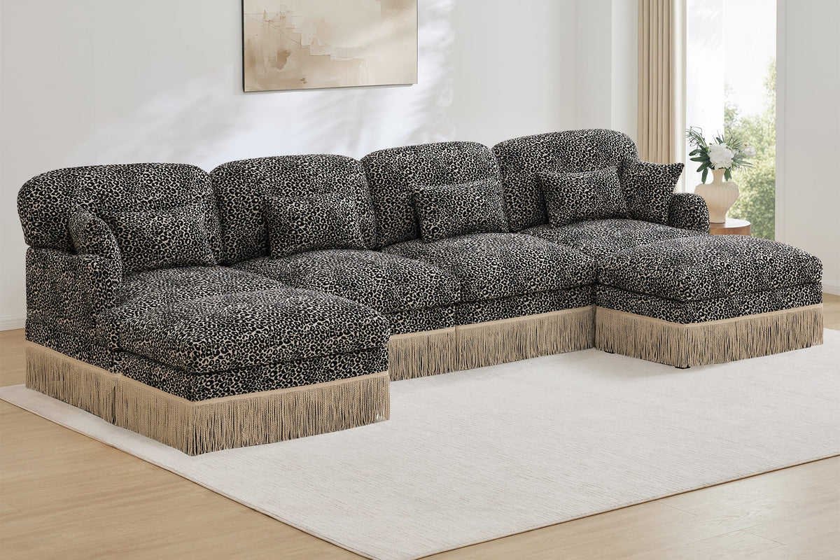 ORLAVO 131" 4-Seater Sofa With 2 Ottomans