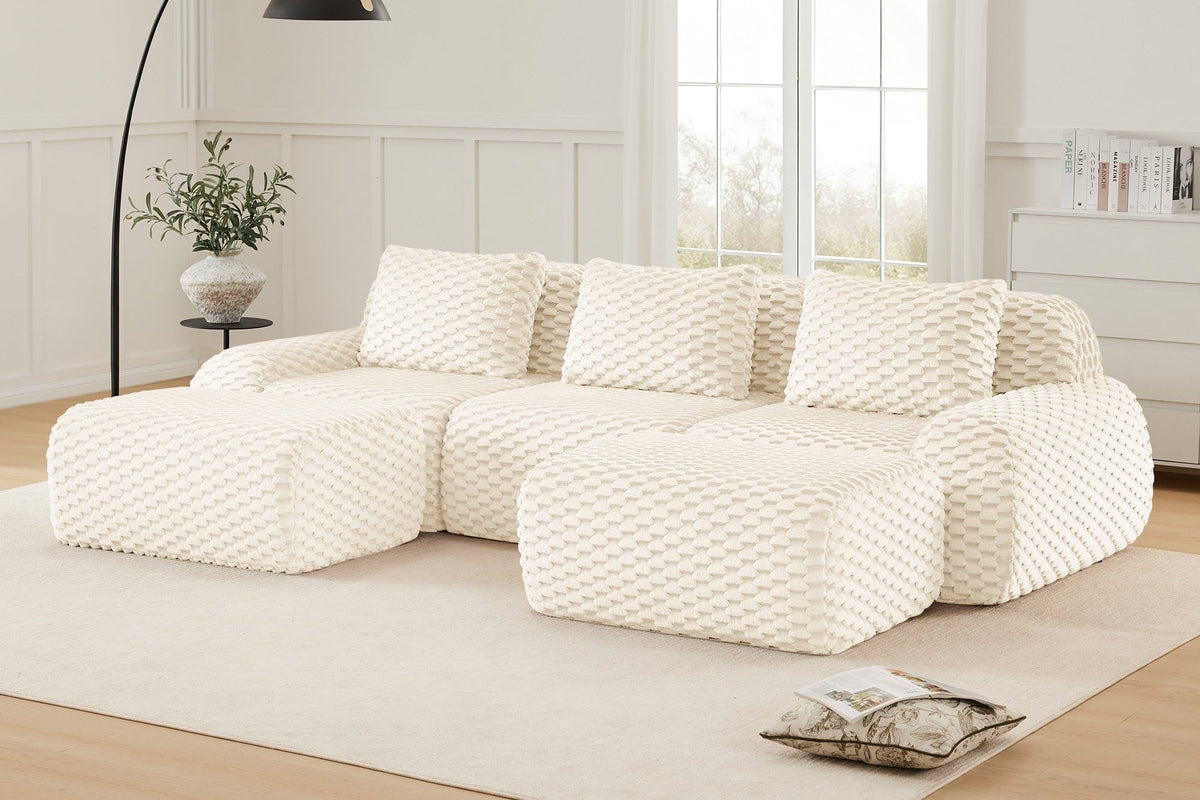LAURENT 114" 3-Seater Sofa with 2 Ottomans