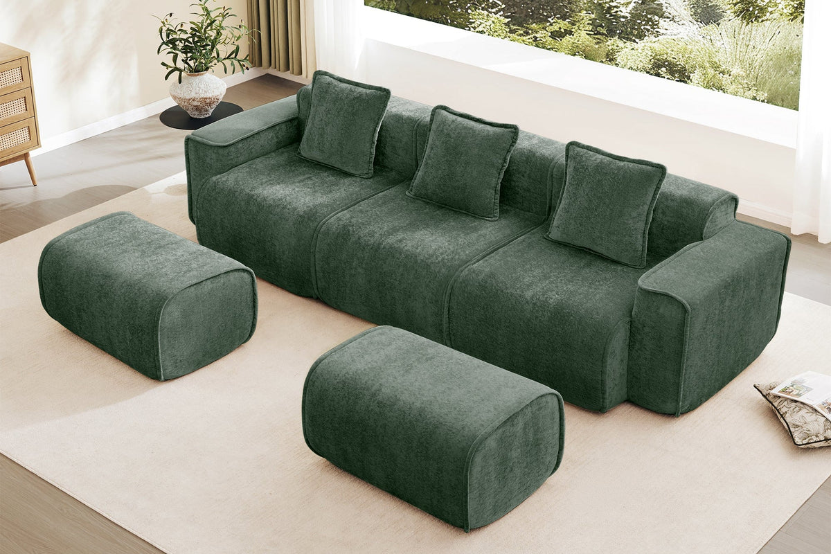 HARRISON 108" 3-Seater Sofa with 2 Ottomans