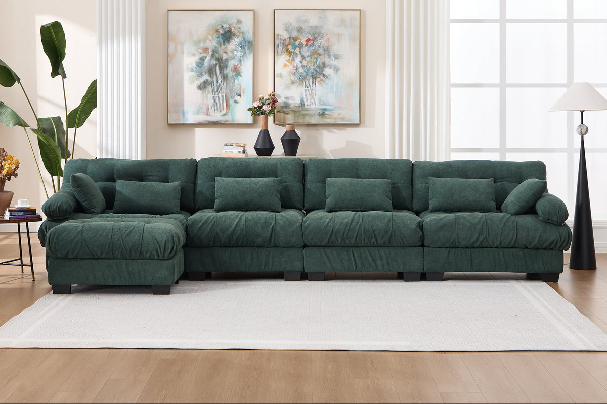 FELZARO 158" 4-Seater Sofa with 1 Ottoman