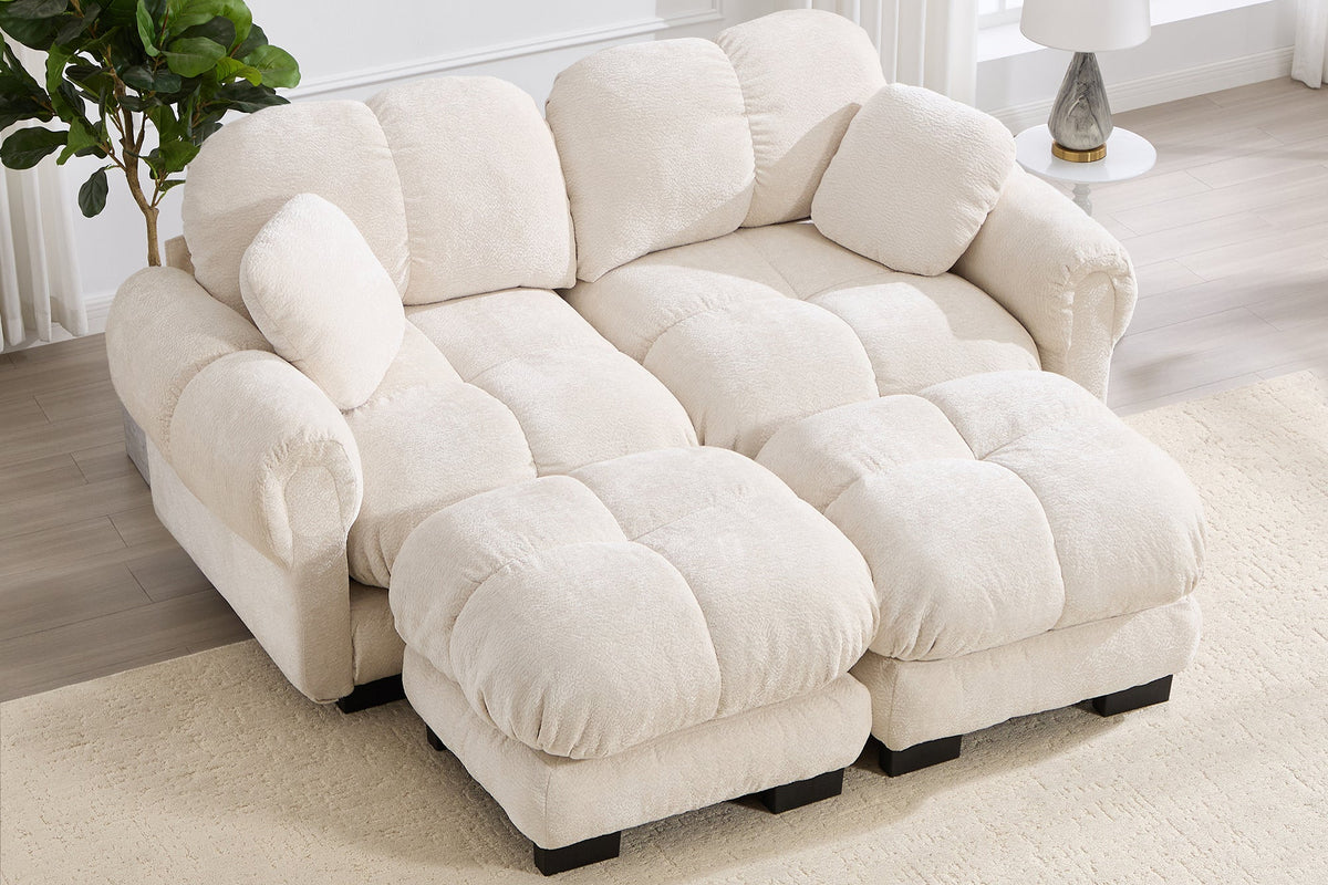 PRINCE 76" Loveseat With 2 Ottomans