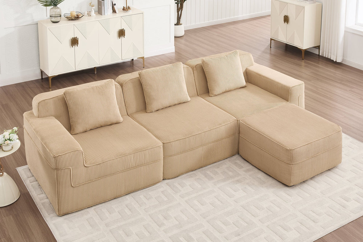 MARTHA 117" 3-Seater Sofa with 1 Ottoman