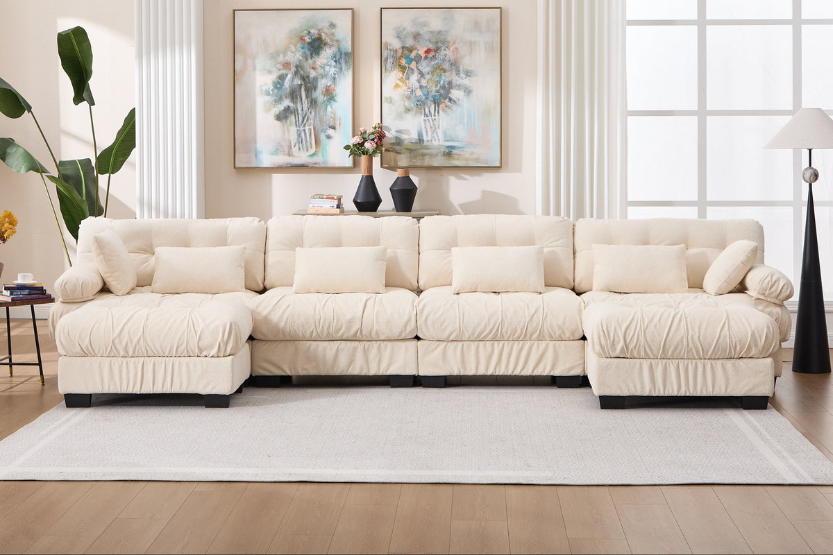 FELZARO 158" 4-Seater Sofa with 2 Ottomans