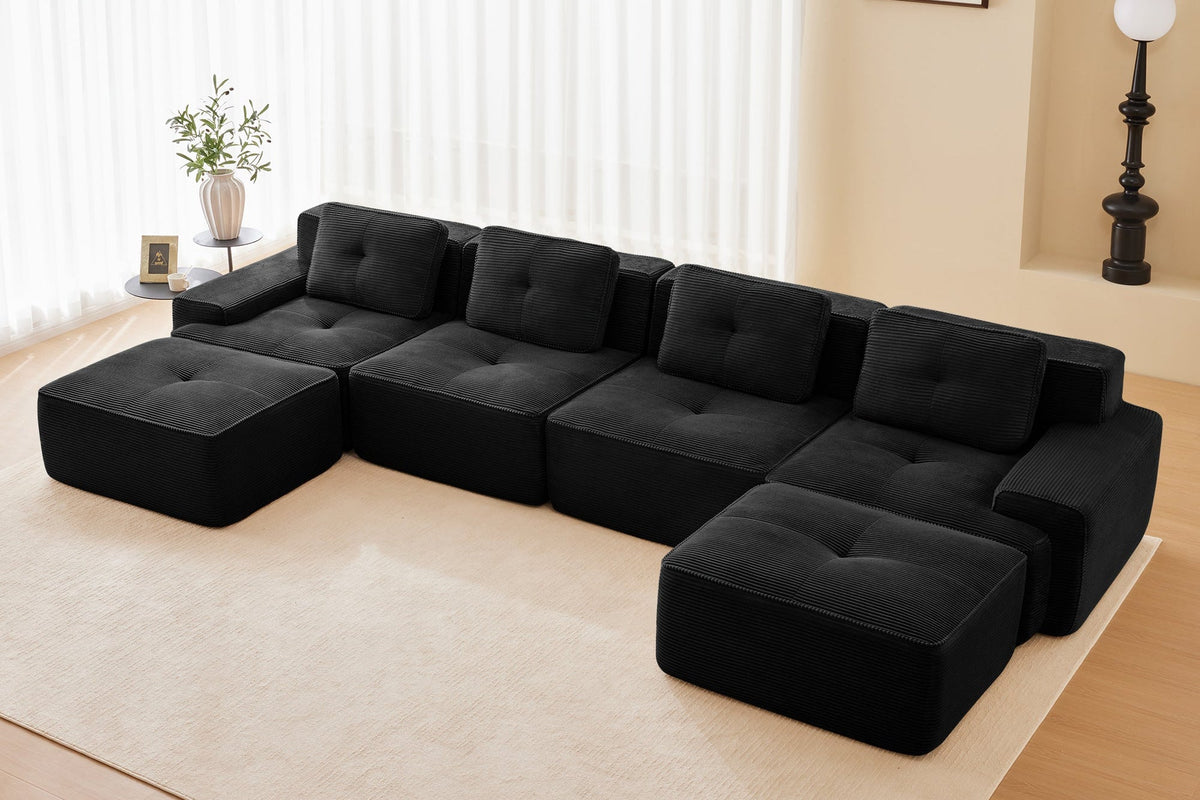 CORDELIA 153" 4-Seater Sofa with 2 Ottomans