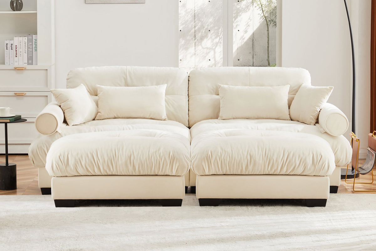 CLOUDIES 94&quot; Loveseat with 2 Ottomans