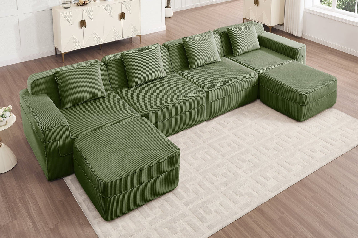 MARTHA 153" 4-Seater Sofa with 2 Ottomans