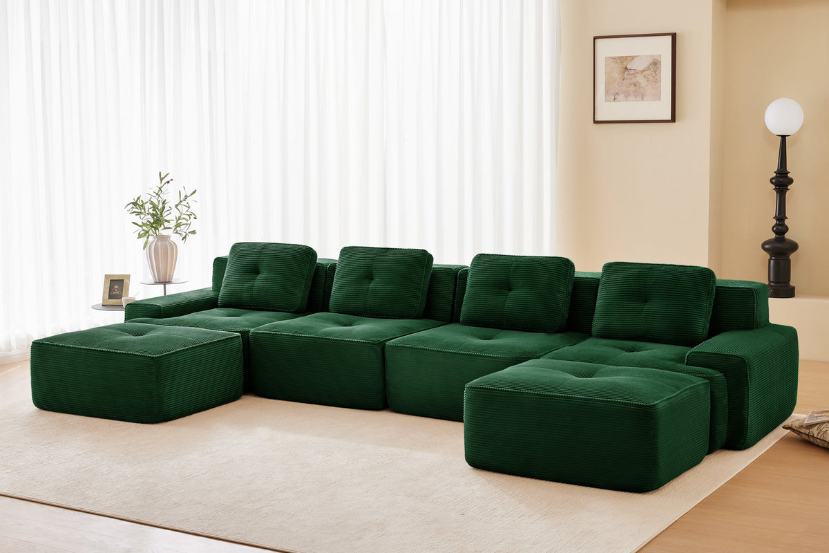 CORDELIA 153" 4-Seater Sofa with 2 Ottomans