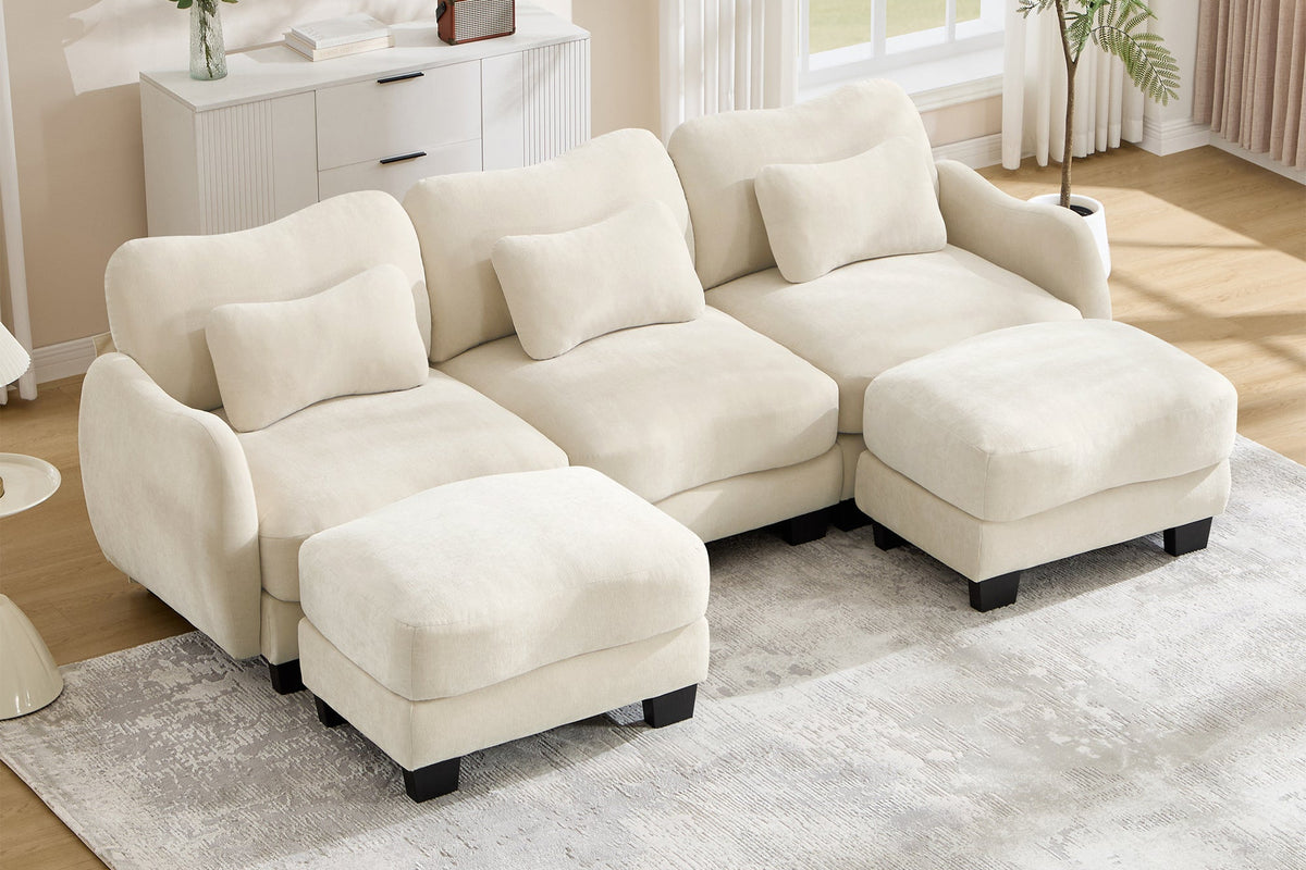 WAVE 101" 3-Seater Sofa With 2 Ottomans