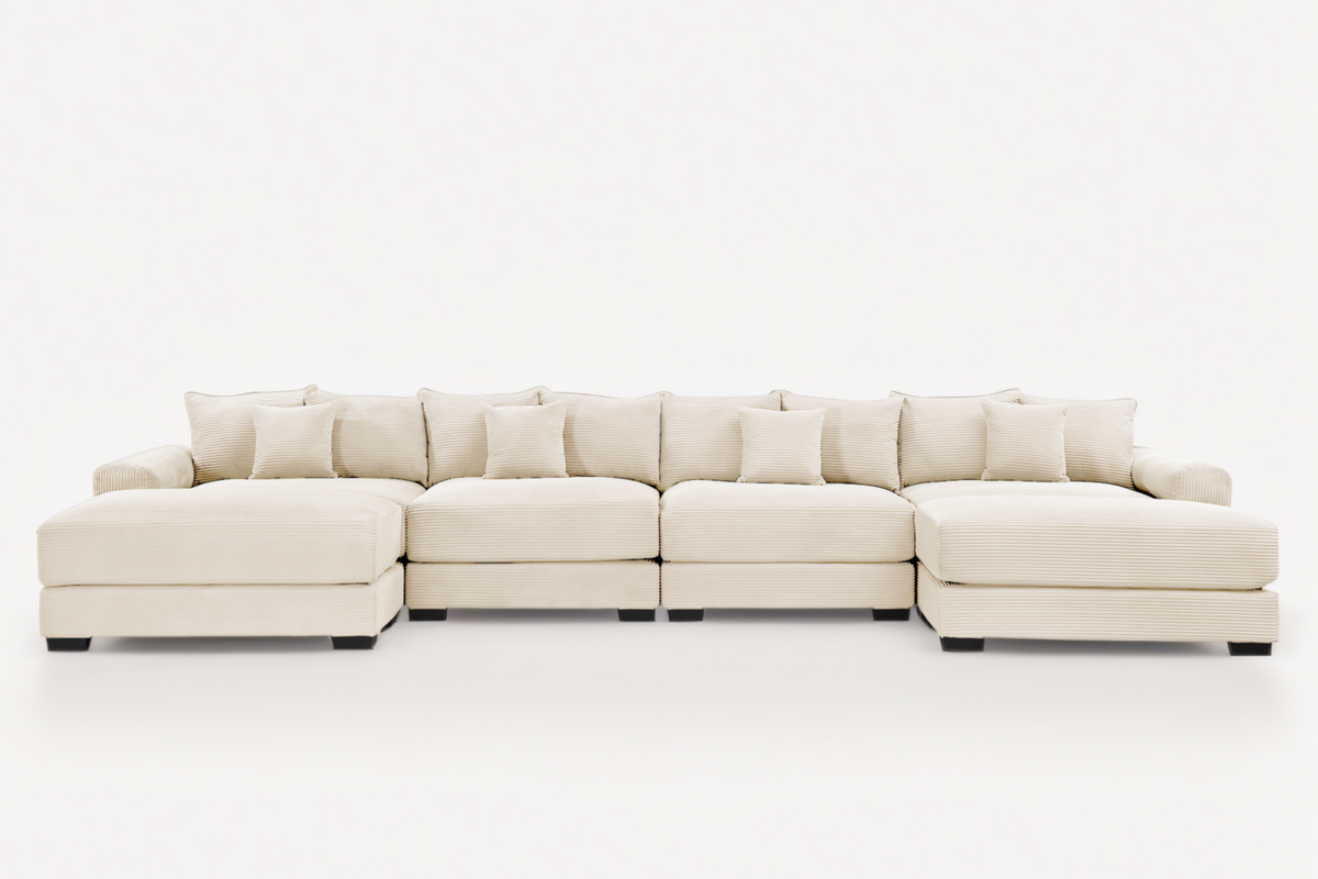 DESEO 170&quot; 4-Seater Sofa with 2 Ottoman