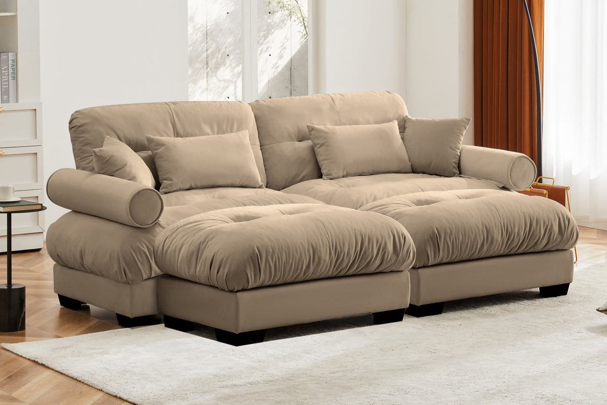 CLOUDIES 94&quot; Loveseat with 2 Ottomans