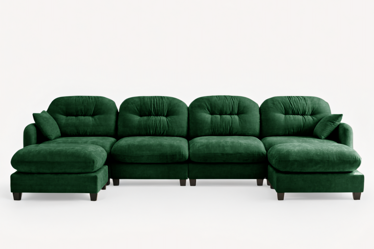 NUVIA 140&quot; 4 Seater Sofa with 2 Ottomans