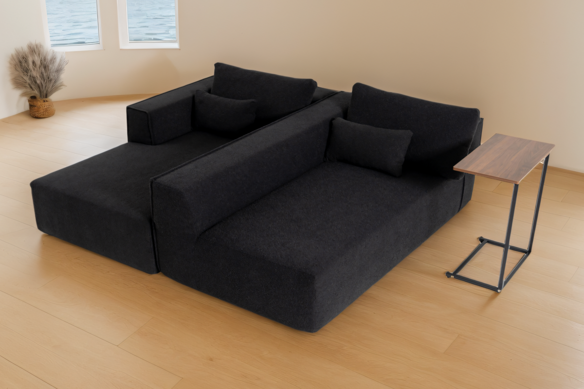 NOUVA 112&quot; Boucle Sectional + Complimentary Side Table