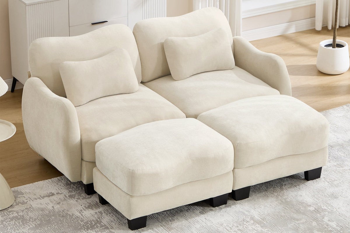 WAVE 81" Loveseat Sofa With 2 Ottomans