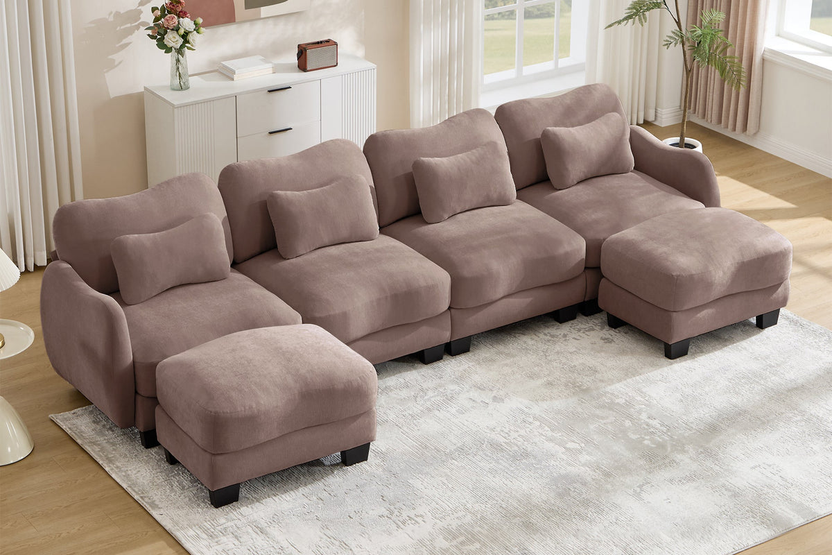 WAVE 131" 4-Seater Sofa With 2 Ottomans
