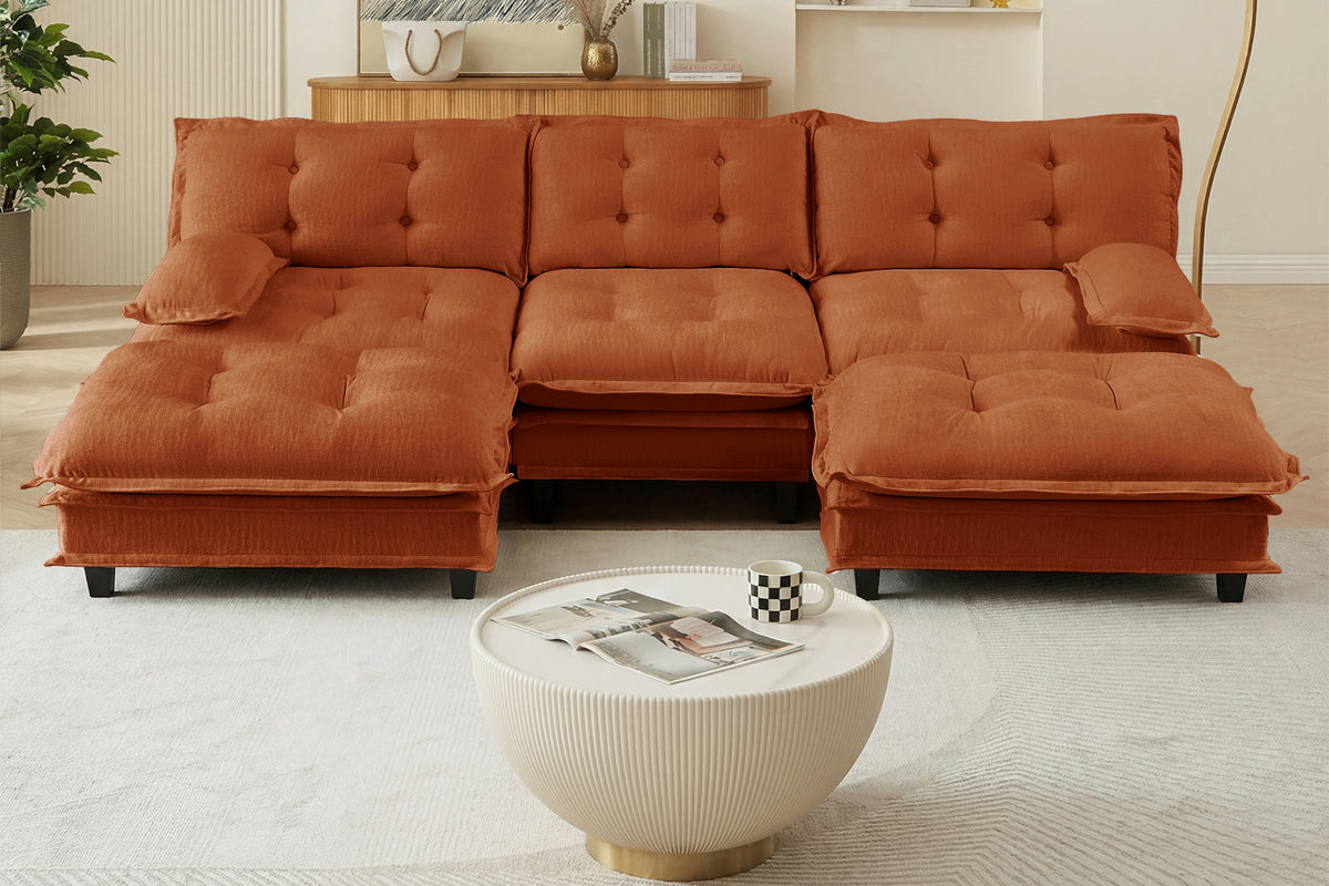 MARLOX 107" 3-Seater Sofa with 2 Ottomans