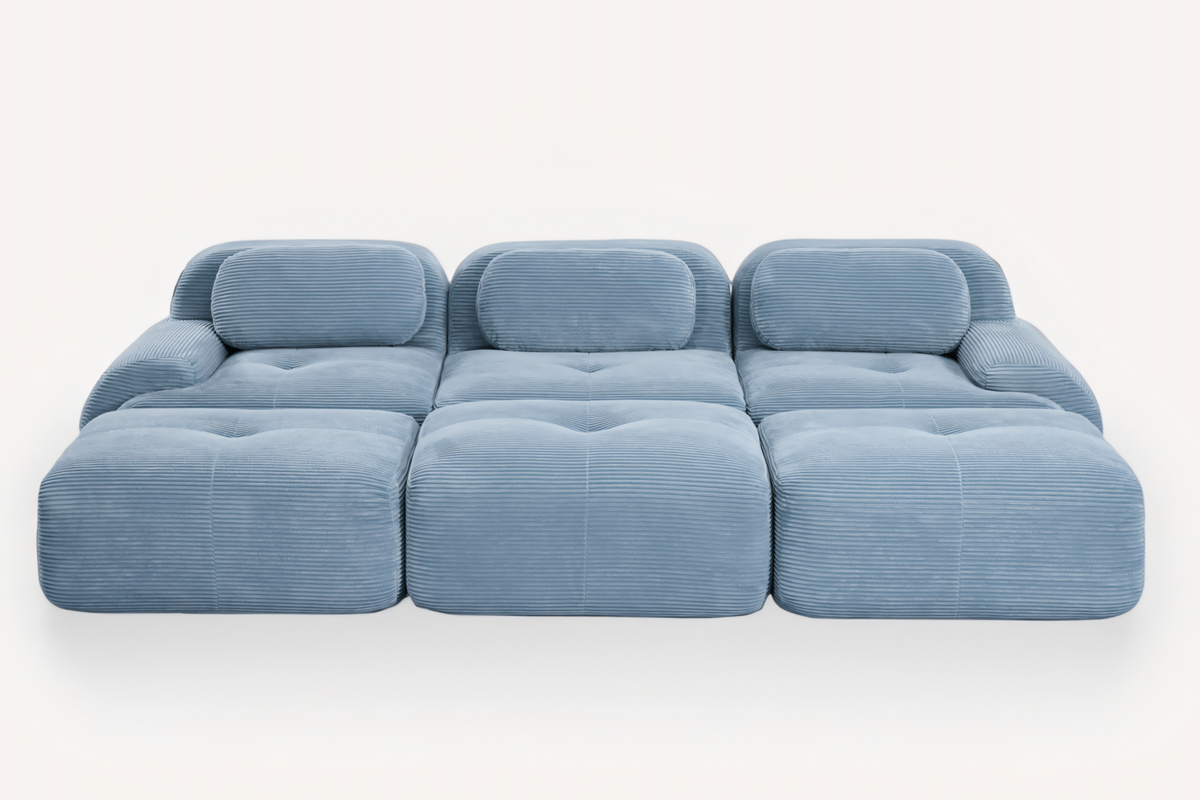 MIA 117&#39;&#39; 3-Seater Sofa with 3 Ottomans