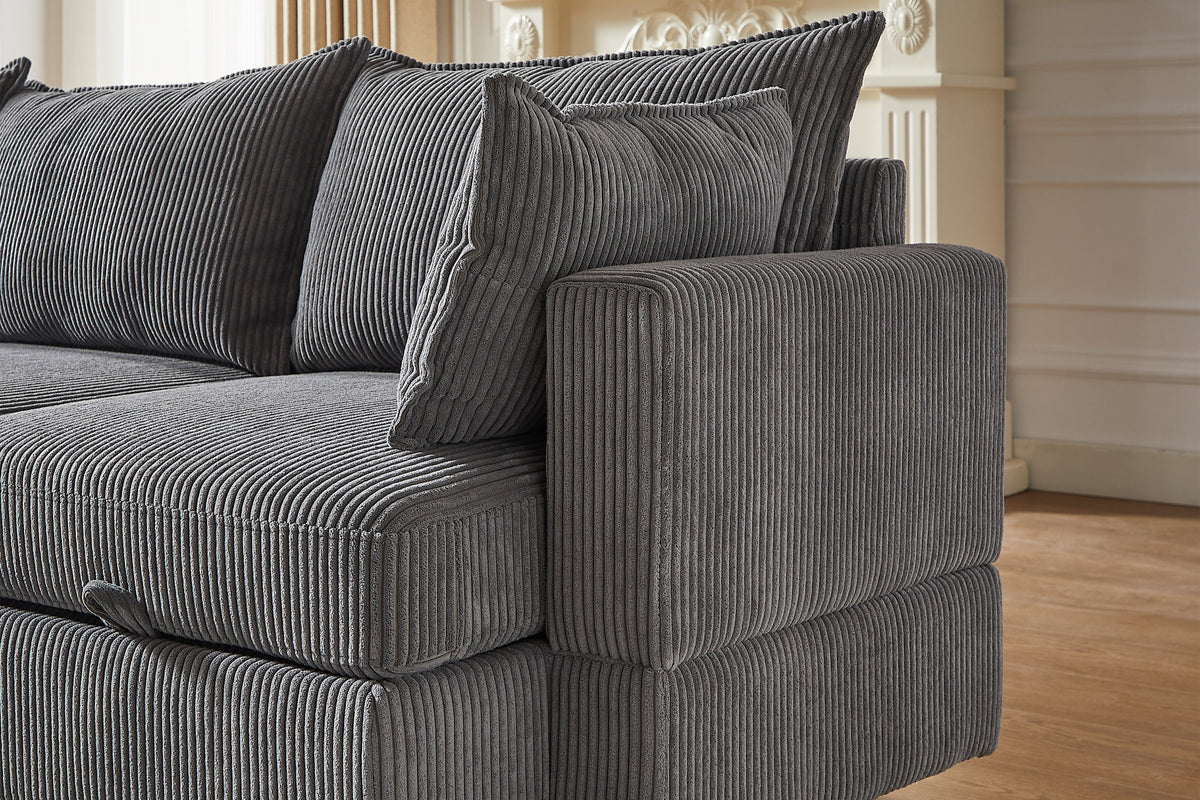 HARLOW 114&quot; Corduroy Sofa w/ Storage