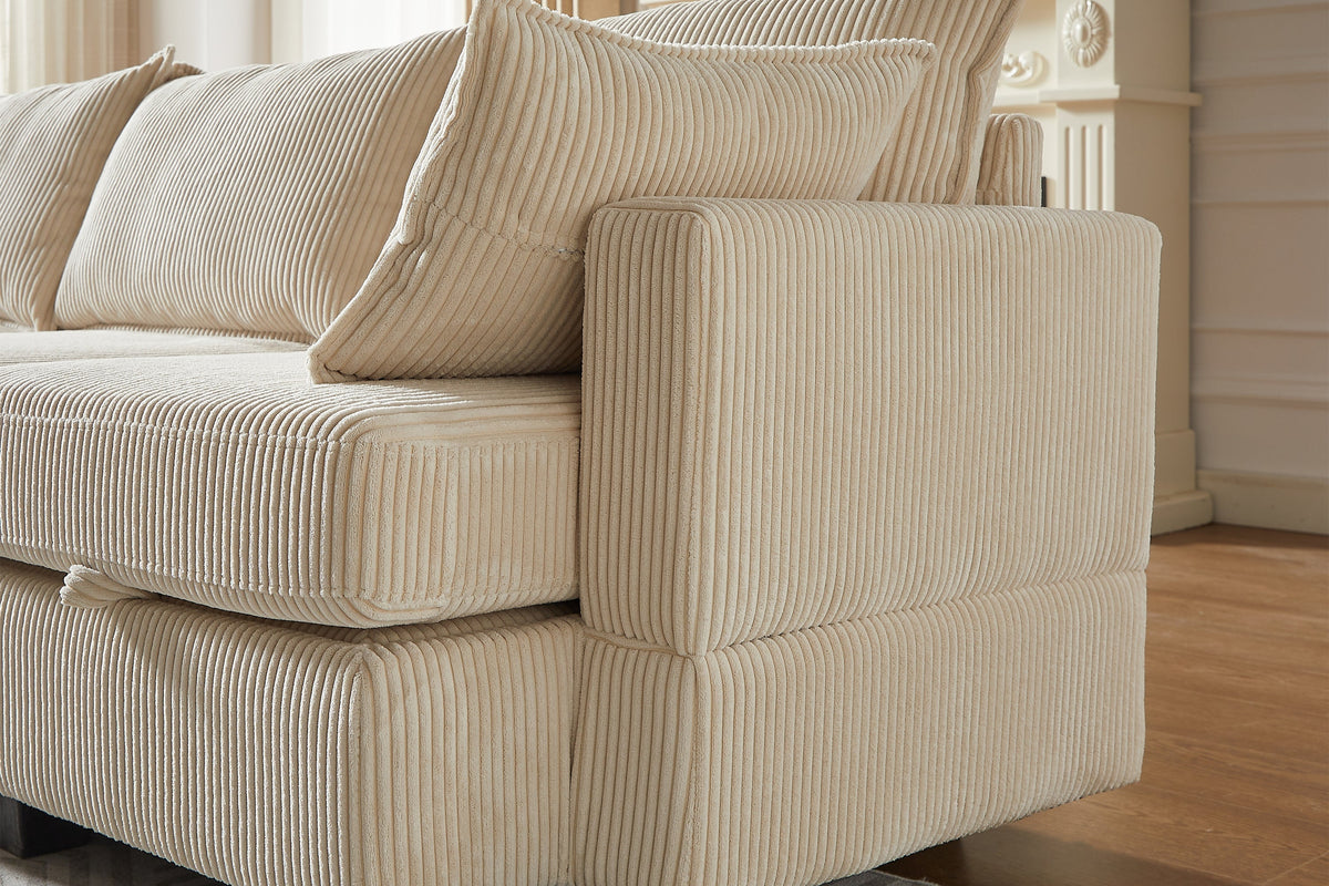 HARLOW 114&quot; Corduroy Sofa w/ Storage