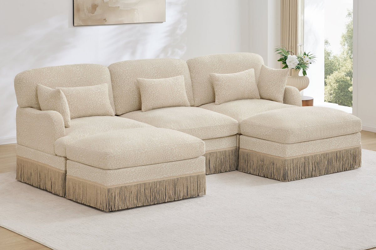 ORLAVO 100" 3-Seater Sofa With 2 Ottomans