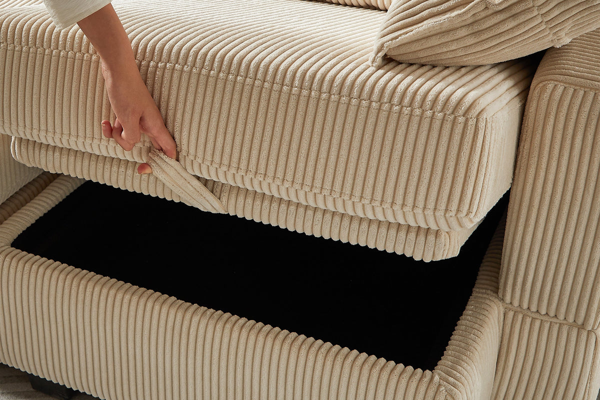 HARLOW 114&quot; Corduroy Sofa w/ Storage