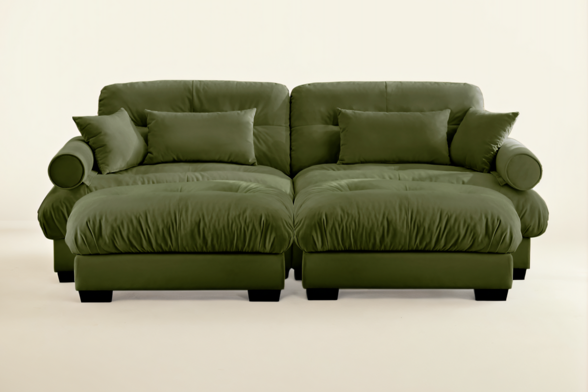 CLOUDIES 94&quot; Loveseat with 2 Ottomans