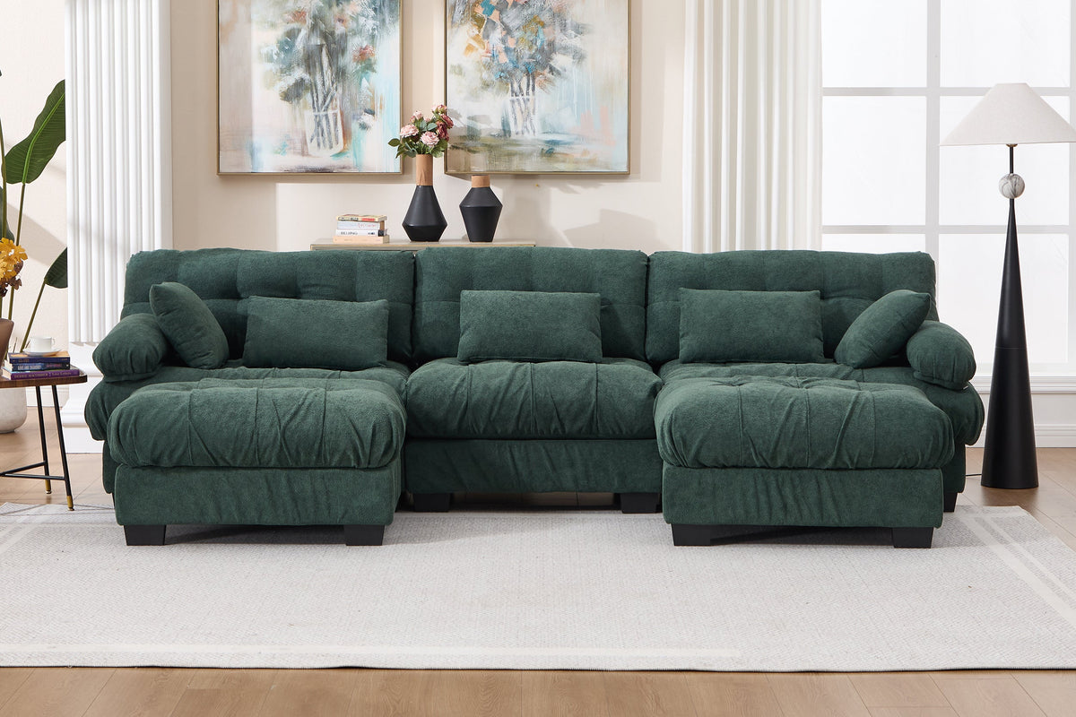 FELZARO 123" 3-Seater Sofa with 2 Ottomans