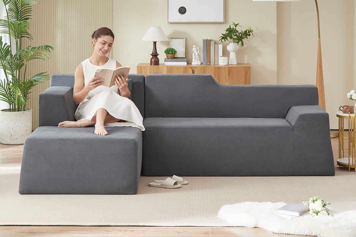 Livo 96" Corduroy Chaise Sofa