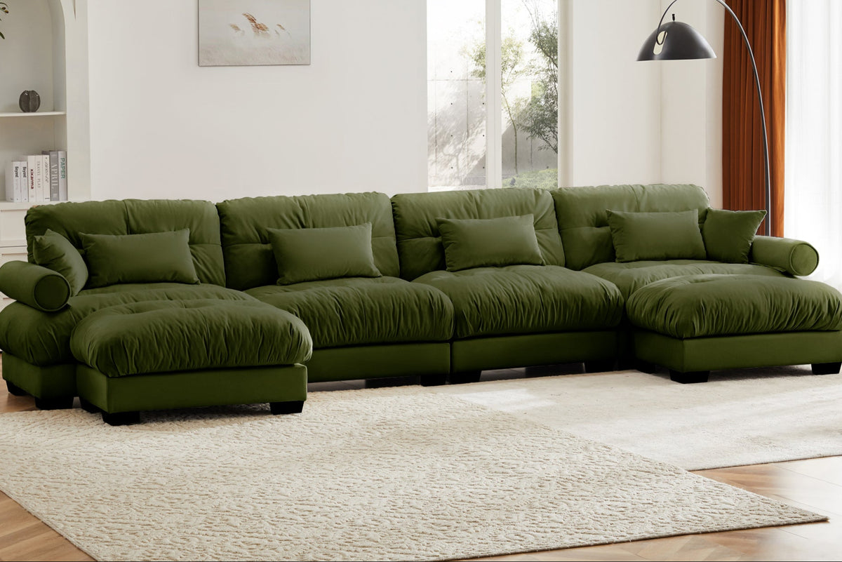 CLOUDIES 173&quot; 4 Seater Sofa with 2 Ottomans