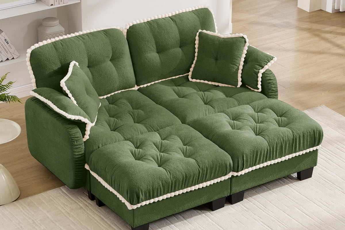 SANDRA 70" Loveseat With 2 Ottomans