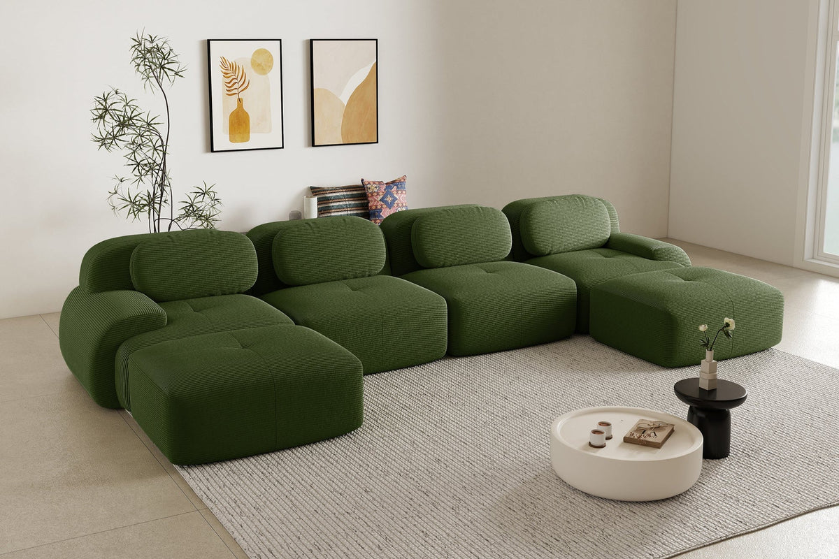 MIA 152&#39;&#39; 4-Seater Sofa with 2 Ottomans