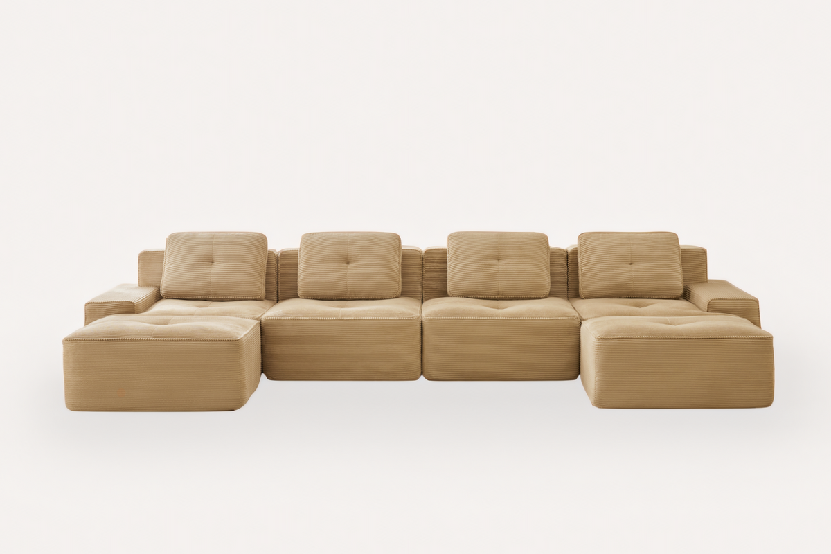 CORDELIA 153" 4-Seater Sofa with 2 Ottomans