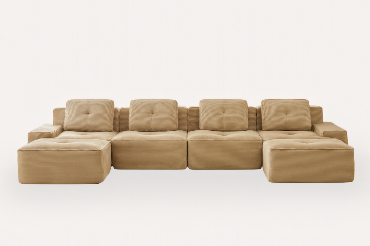 CORDELIA 153" 4-Seater Sofa with 2 Ottomans