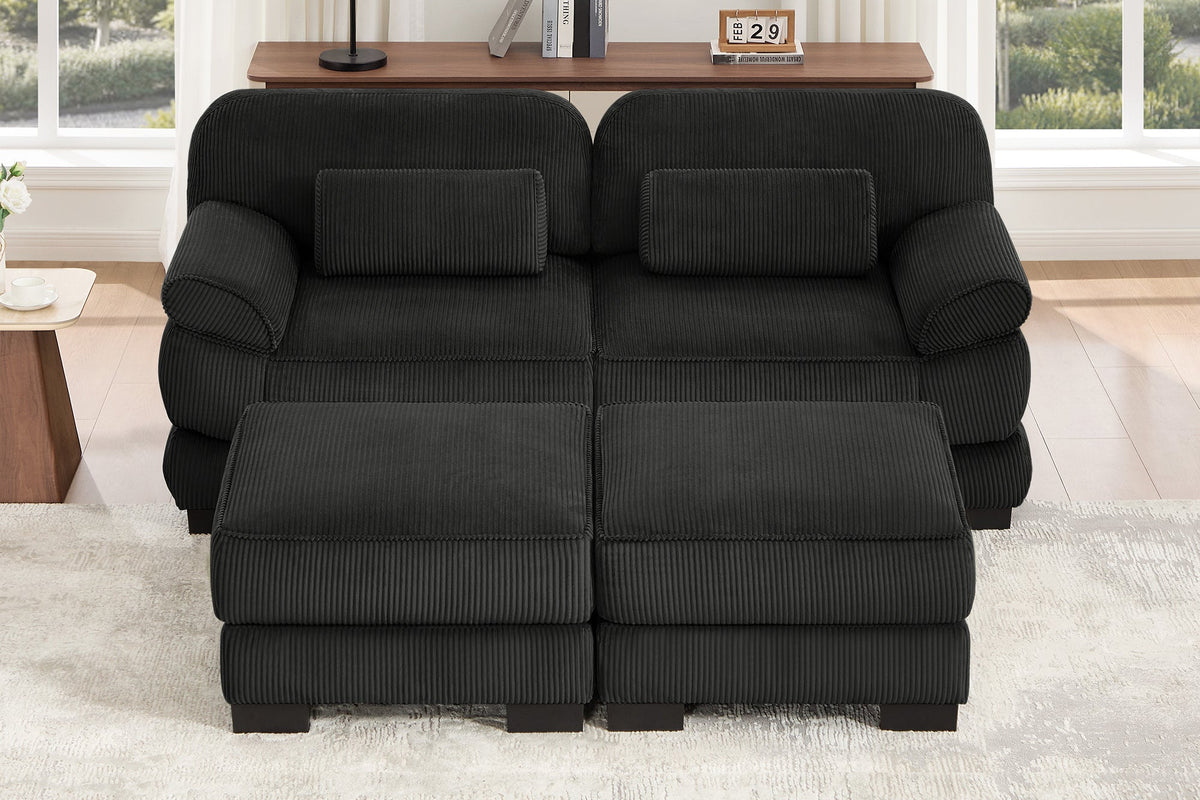 MASON 76" Loveseat with 2 Ottomans