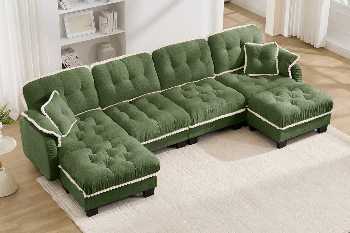 SANDRA 131" 4-Seater Sofa With 2 Ottomans