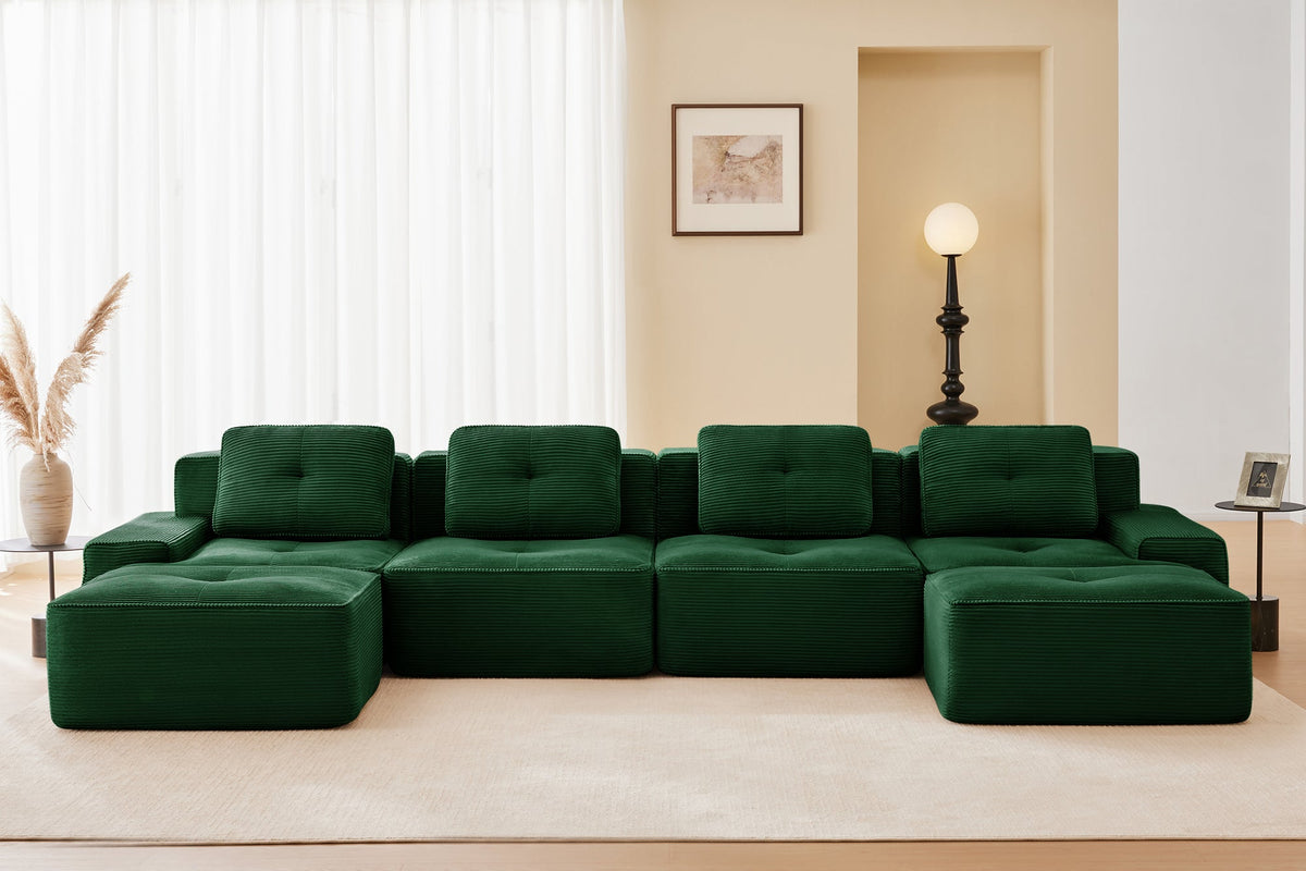 CORDELIA 153" 4-Seater Sofa with 2 Ottomans