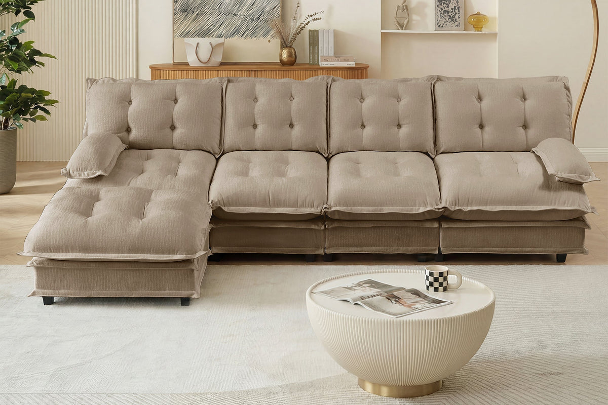 MARLOX 138" 4-Seater Sofa with 1 Ottoman