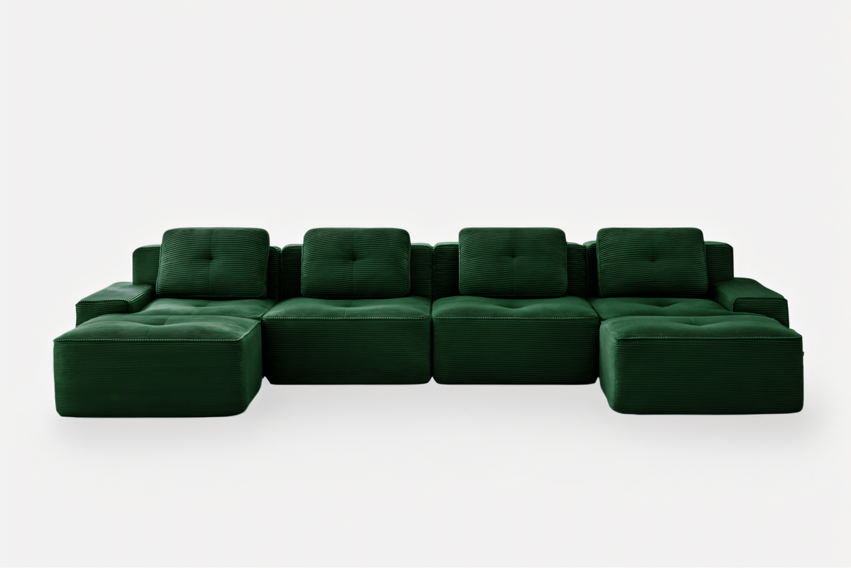 CORDELIA 153" 4-Seater Sofa with 2 Ottomans