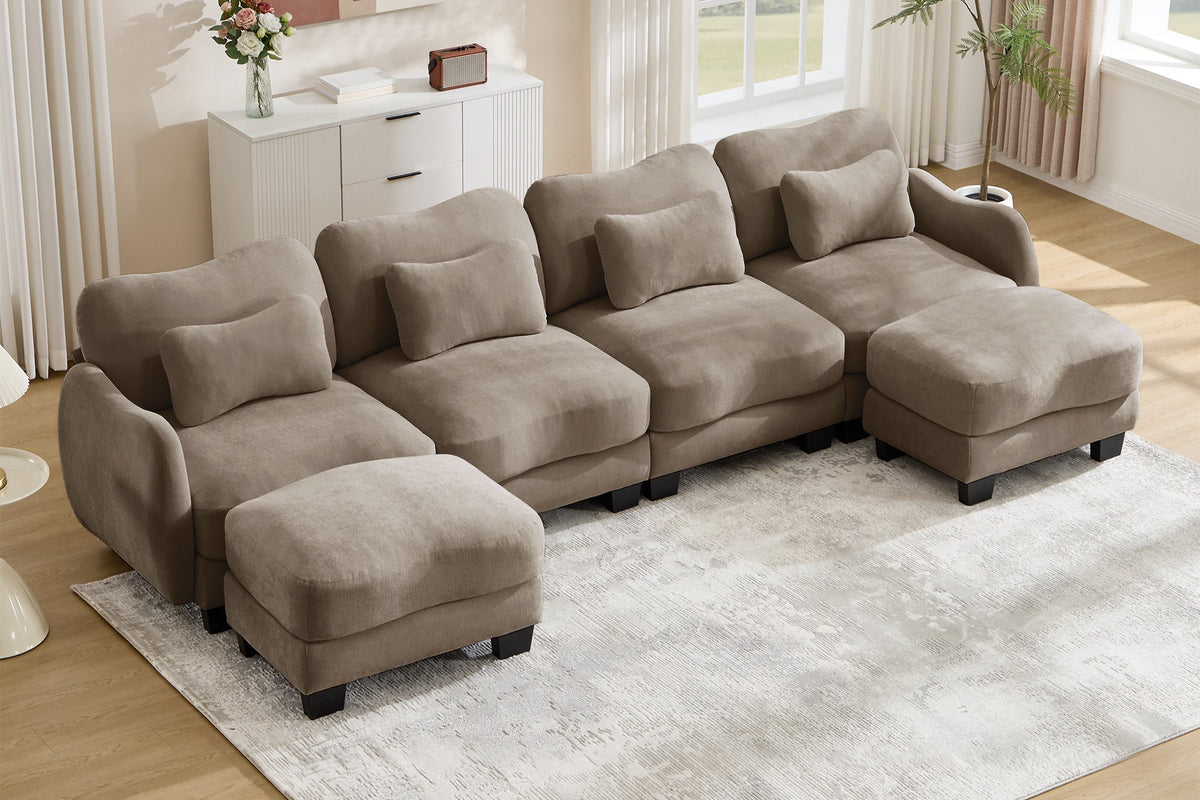 WAVE 131" 4-Seater Sofa With 2 Ottomans
