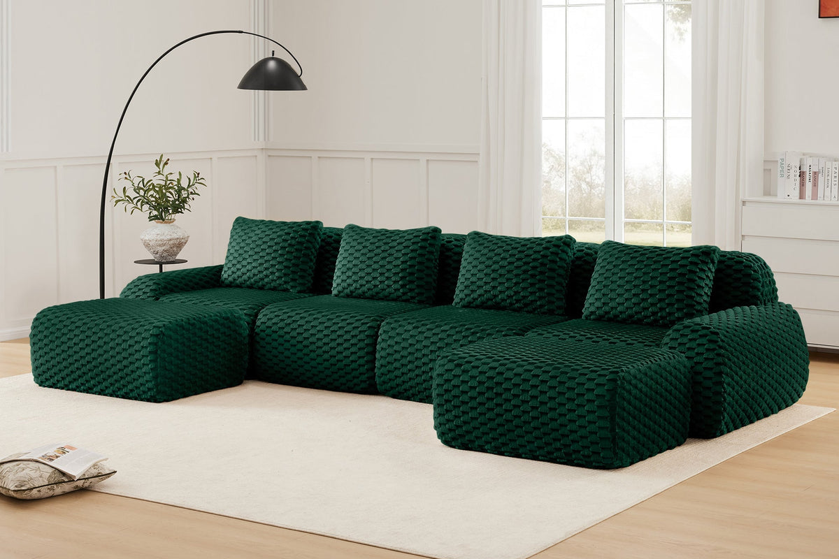 LAURENT 146" 4-Seater Sofa with 2 Ottomans