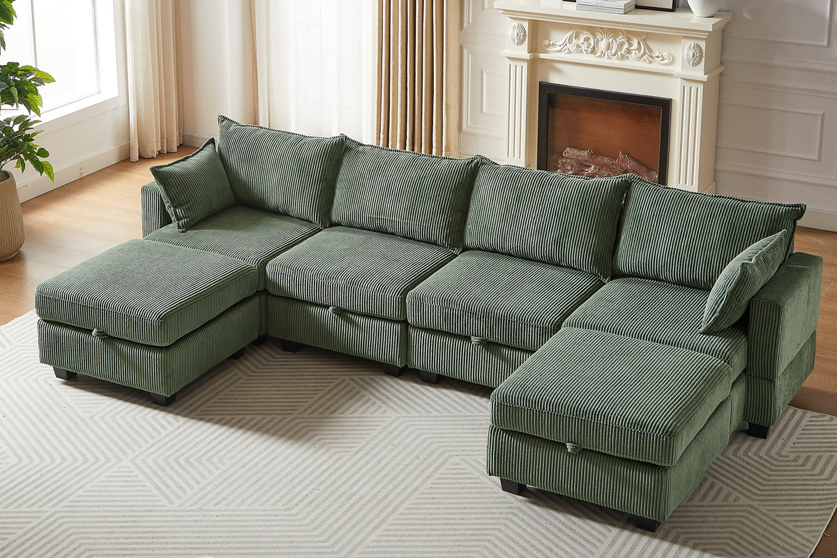 HARLOW 114&quot; Corduroy Sofa w/ Storage