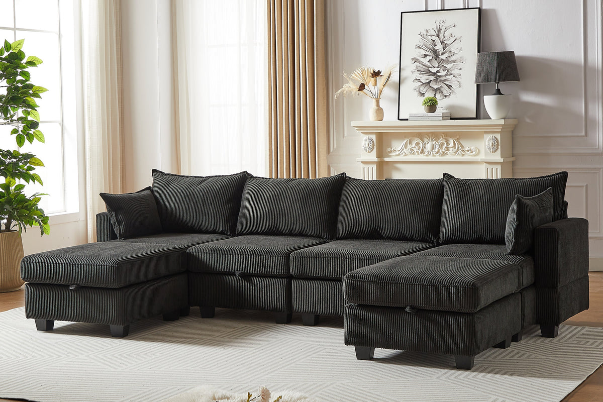 HARLOW 114&quot; Corduroy Sofa w/ Storage