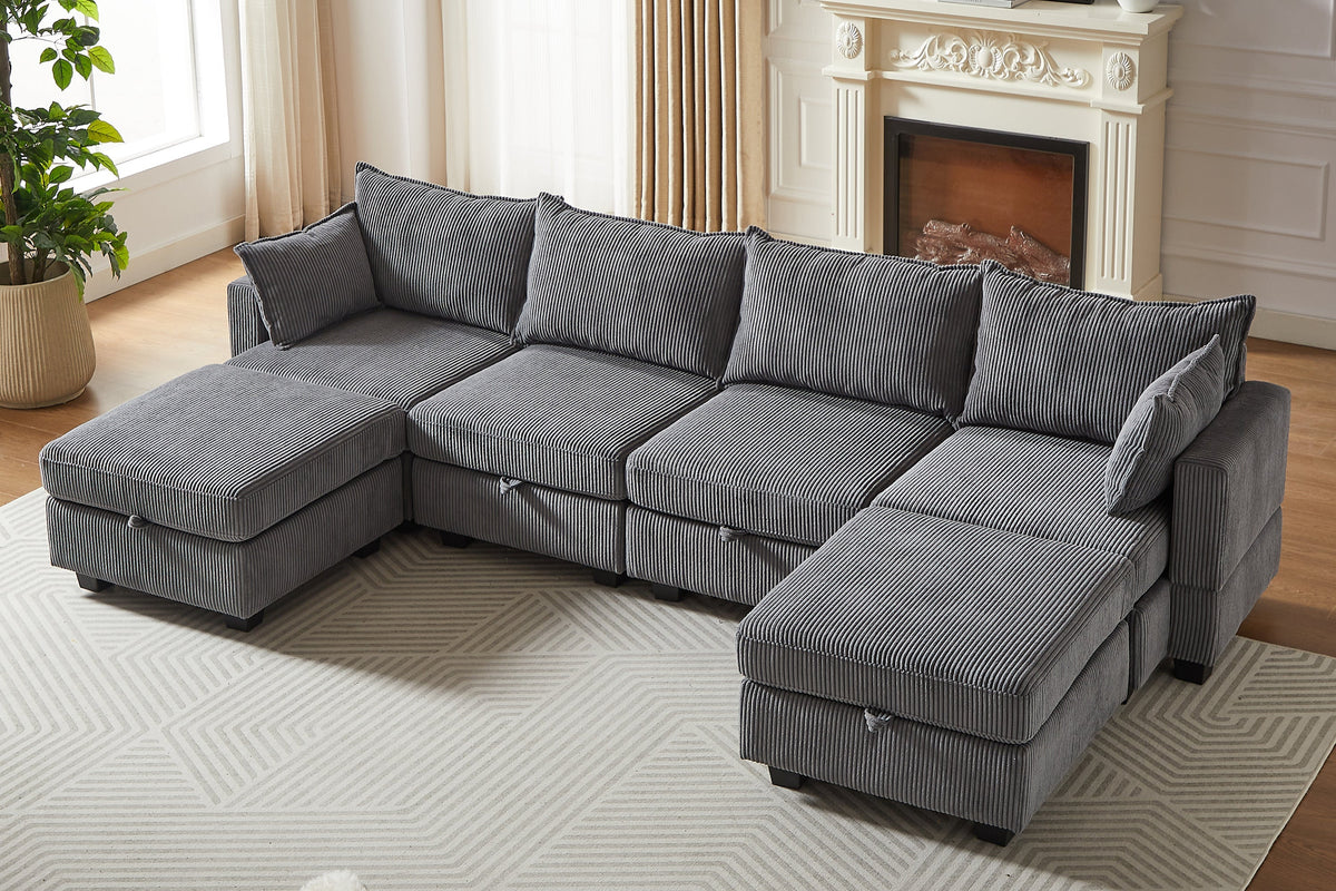 HARLOW 114&quot; Corduroy Sofa w/ Storage