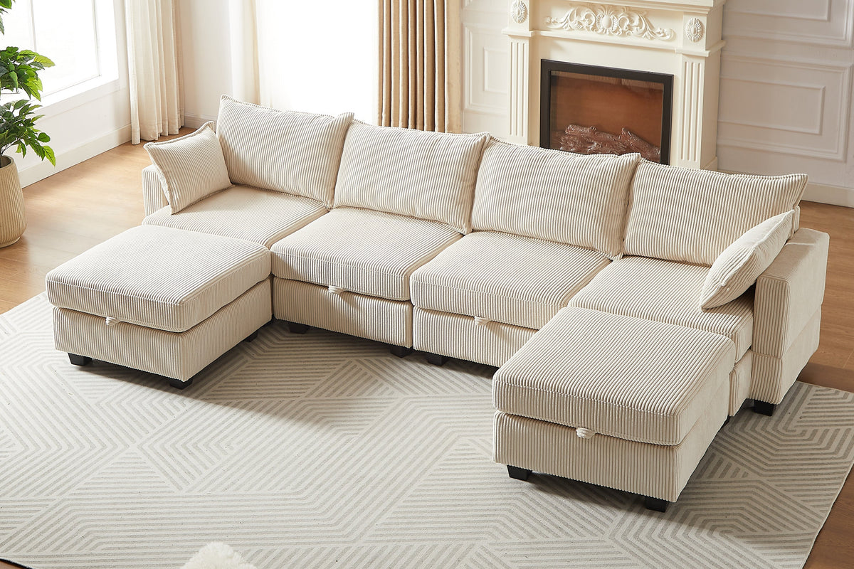HARLOW 114&quot; Corduroy Sofa w/ Storage
