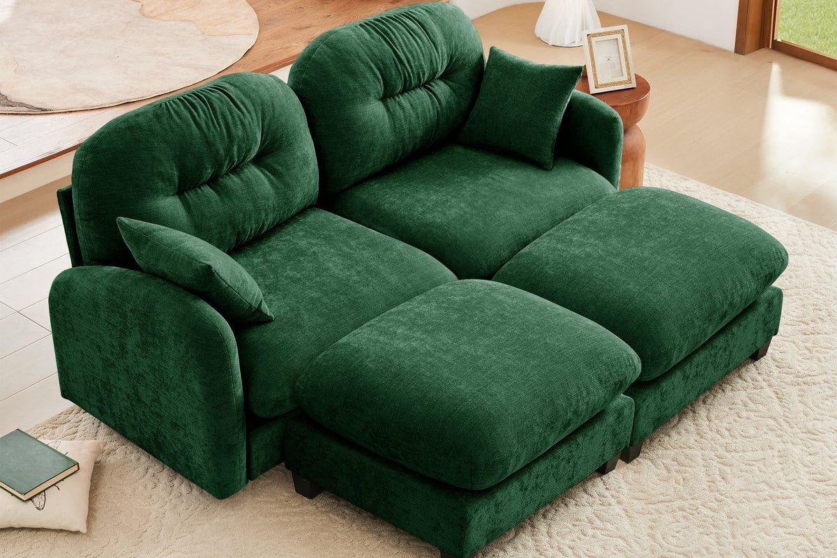 NUVIA 74&quot; Loveseat with 2 Ottomans