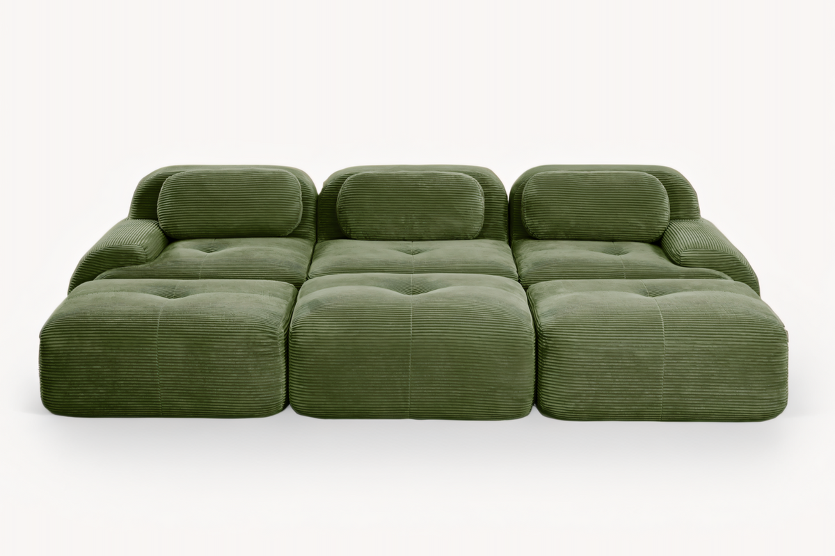 MIA 117&#39;&#39; 3-Seater Sofa with 3 Ottomans
