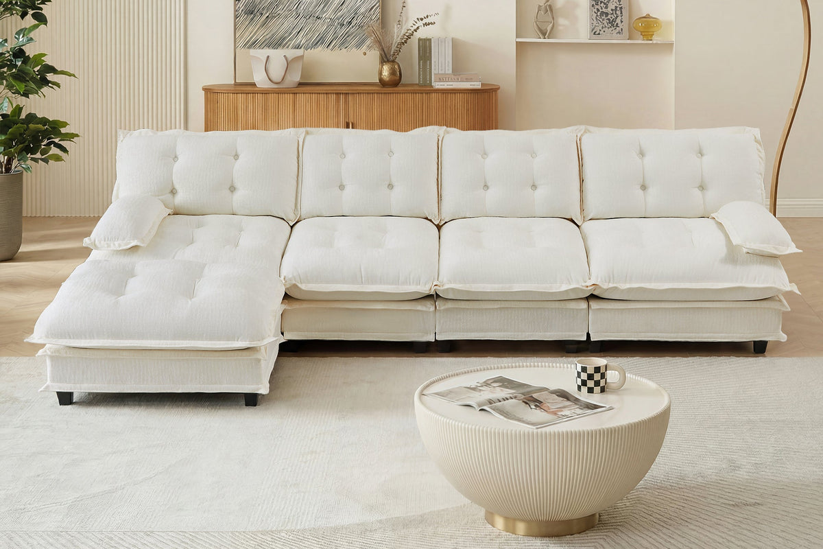 MARLOX 138" 4-Seater Sofa with 1 Ottoman