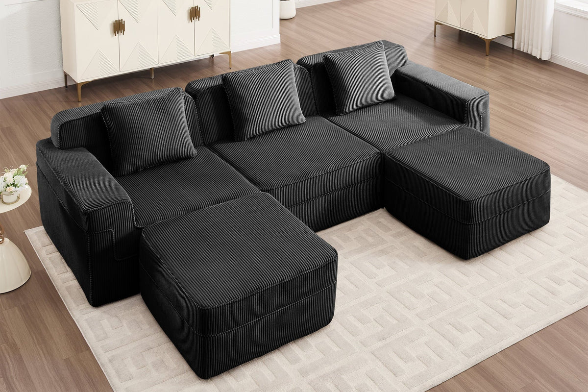 MARTHA 117" 3-Seater Sofa with 2 Ottomans