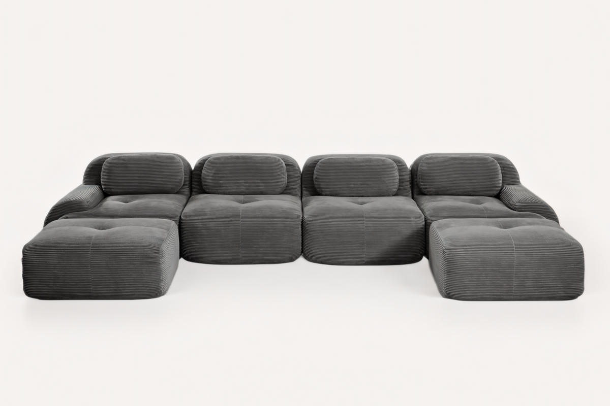 MIA 152&#39;&#39; 4-Seater Sofa with 2 Ottomans