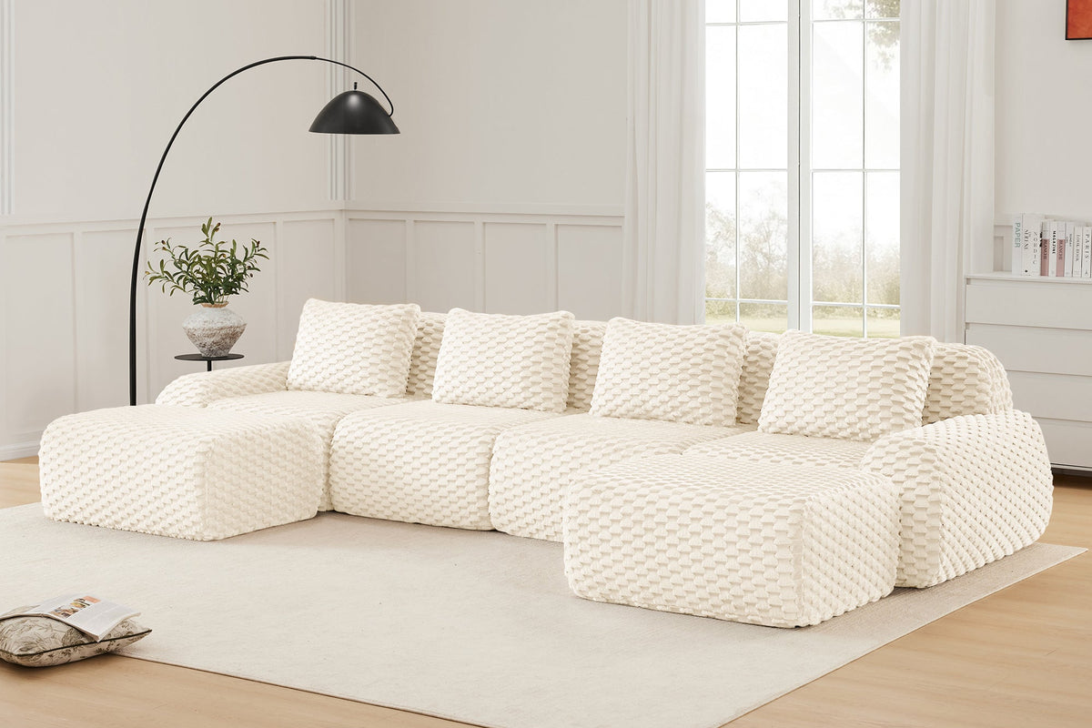 LAURENT 146" 4-Seater Sofa with 2 Ottomans